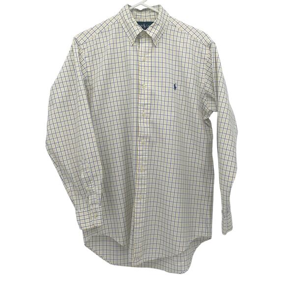 Ralph Lauren Men's Button Down Up Plaid Long Sleeve Polo 14.5 32 33 Office Pony - Picture 3 of 14